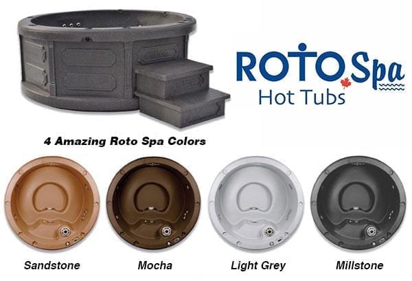RotoSpa Hot Tubs. 4 Amazing Roto Spa Colors. Sandstone, Mocha, Light Grey and Millstone