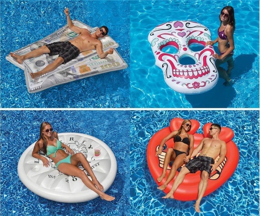 Multiple images of inflatable pool toys